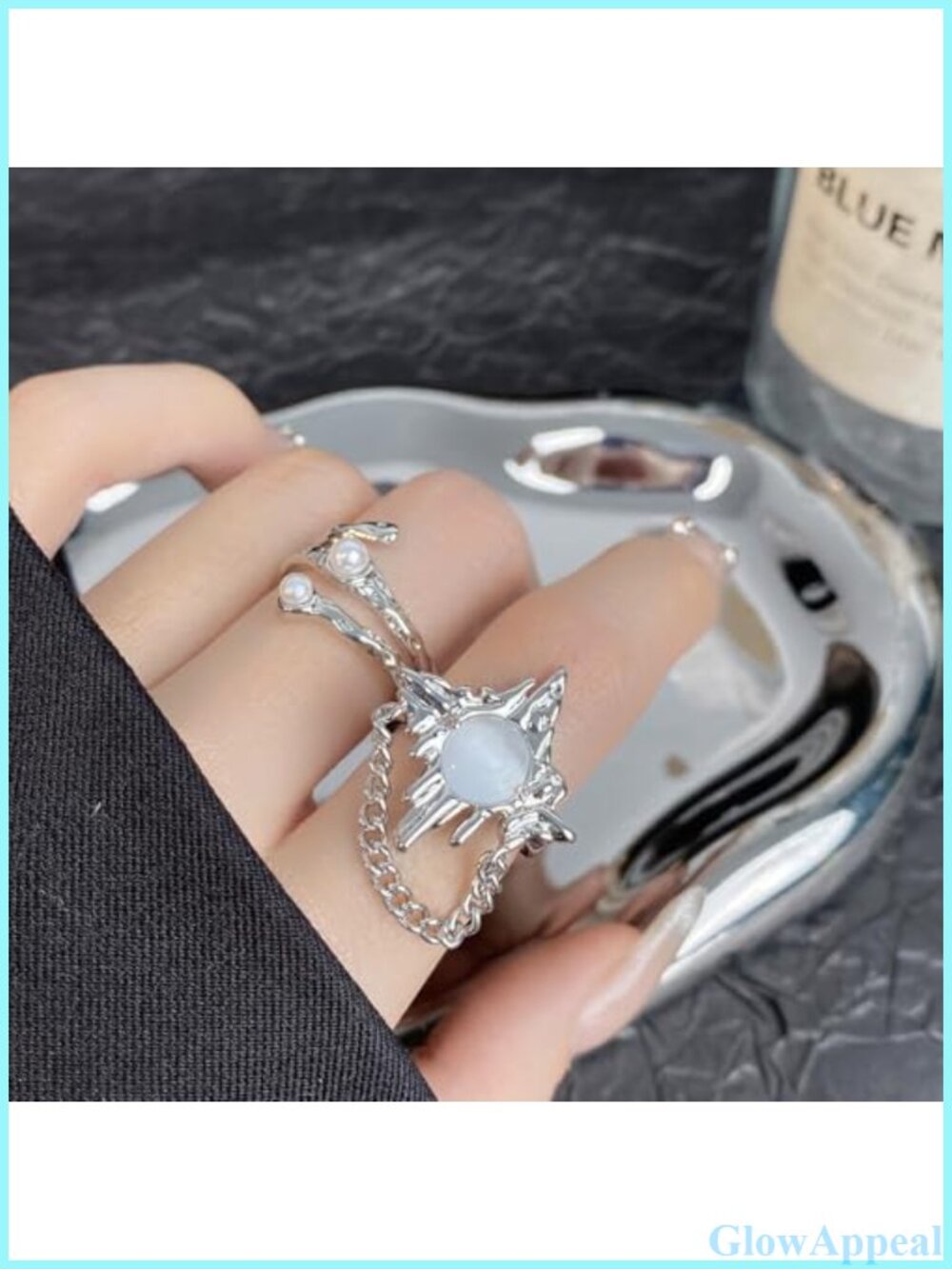 Star Statement Rings Adjustable Open Ring Set Stacking Punk Goth 3 Pcs - Picture 3 of 6